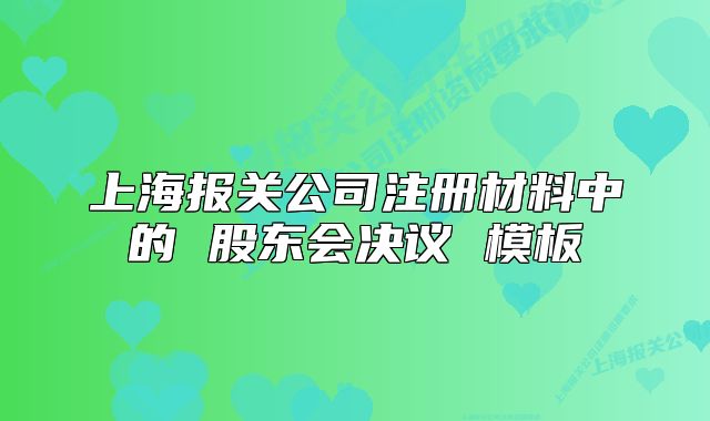 上海报关公司注册材料中的 股东会决议 模板