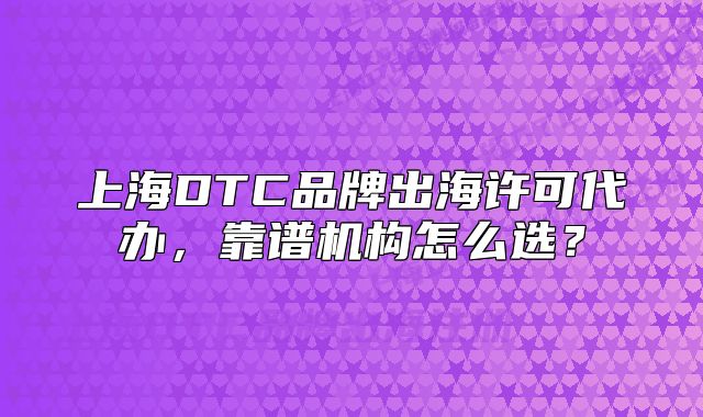 上海DTC品牌出海许可代办,靠谱机构怎么选?