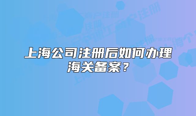 上海公司注册后如何办理海关备案?