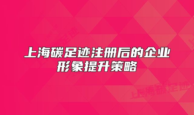 上海碳足迹注册后的企业形象提升策略
