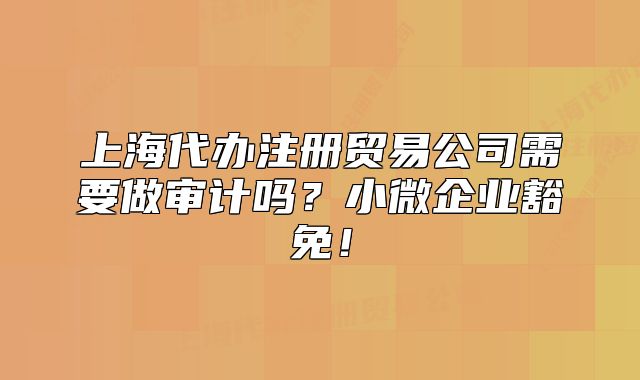 上海代办注册贸易公司需要做审计吗？小微企业豁免！