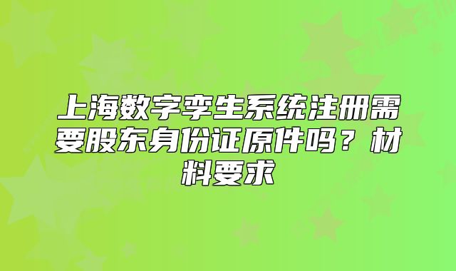 上海数字孪生系统注册需要股东身份证原件吗?材料要求