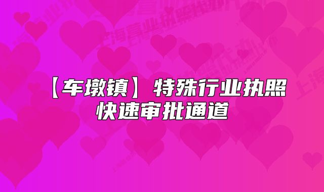 【车墩镇】特殊行业执照 快速审批通道