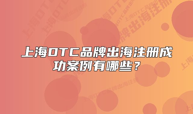 上海DTC品牌出海注册成功案例有哪些?