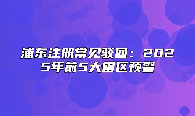 浦东注册常见驳回：2025年前5大雷区预警