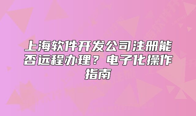 上海软件开发公司注册能否远程办理?电子化操作指南
