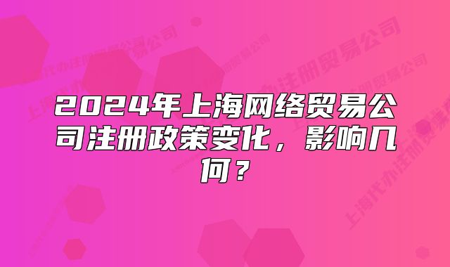 2024年上海网络贸易公司注册政策变化,影响几何?