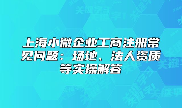 上海小微企业工商注册常见问题:场地、法人资质等实操解答