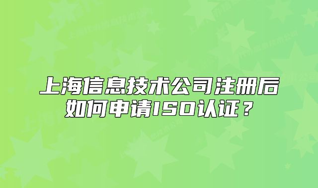 上海信息技术公司注册后如何申请ISO认证?