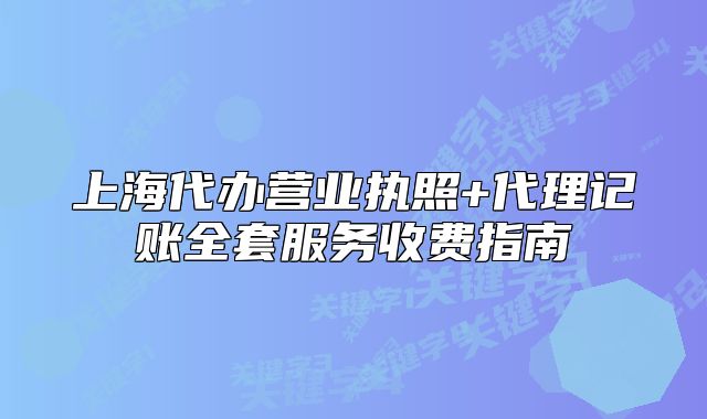 上海代办营业执照+代理记账全套服务收费指南