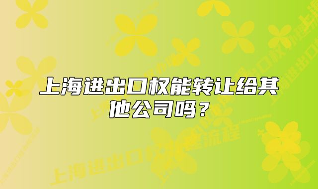 上海进出口权能转让给其他公司吗？