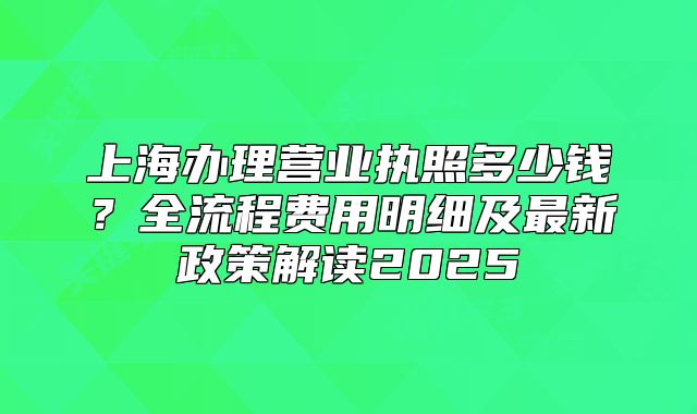 上海办理营业执照多少钱？全流程费用明细及最新政策解读2025