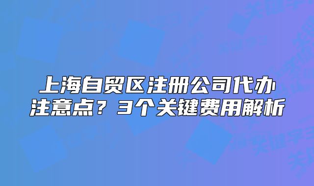 上海自贸区注册公司代办注意点？3个关键费用解析