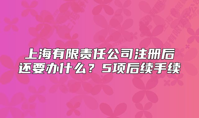 上海有限责任公司注册后还要办什么？5项后续手续