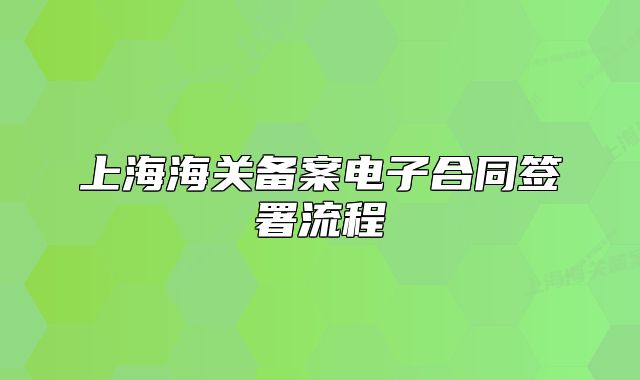上海海关备案电子合同签署流程