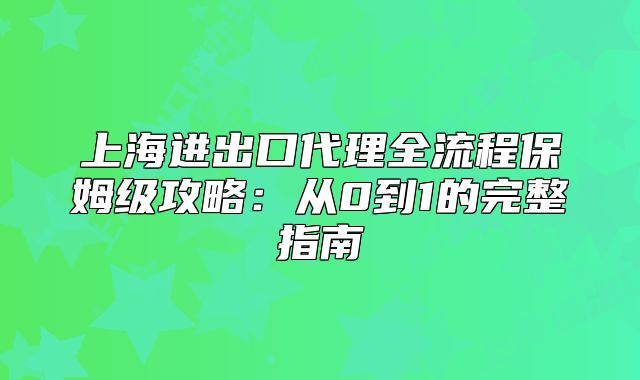 上海进出口代理全流程保姆级攻略:从0到1的完整指南