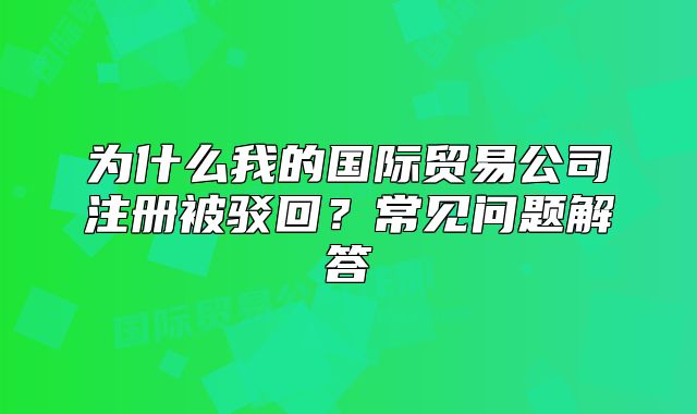 为什么我的国际贸易公司注册被驳回？常见问题解答