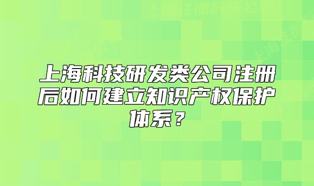 上海科技研发类公司注册后如何建立知识产权保护体系?