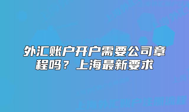外汇账户开户需要公司章程吗？上海最新要求