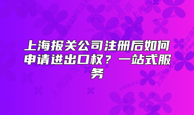 上海报关公司注册后如何申请进出口权?一站式服务
