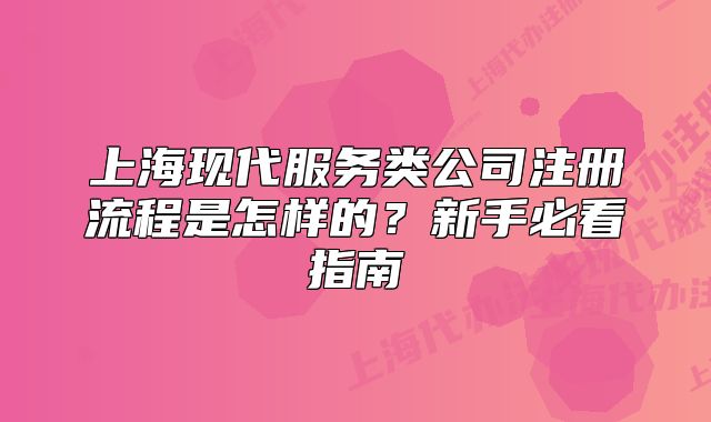 上海现代服务类公司注册流程是怎样的?新手必看指南