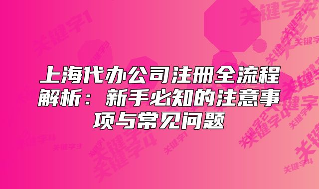 上海代办公司注册全流程解析：新手必知的注意事项与常见问题