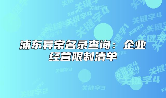 浦东异常名录查询:企业经营限制清单