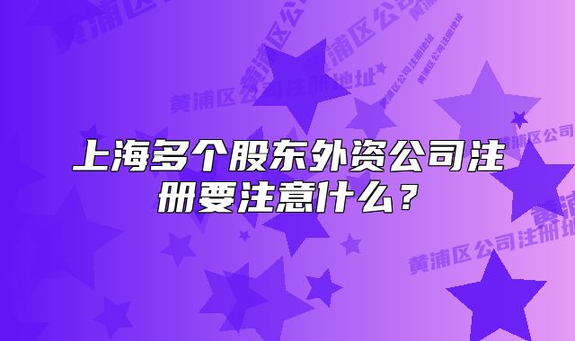 上海多个股东外资公司注册要注意什么？