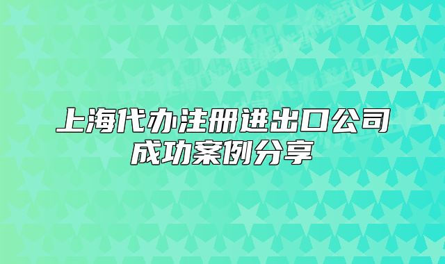 上海代办注册进出口公司成功案例分享
