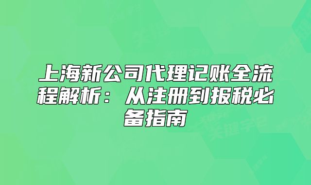 上海新公司代理记账全流程解析:从注册到报税必备指南