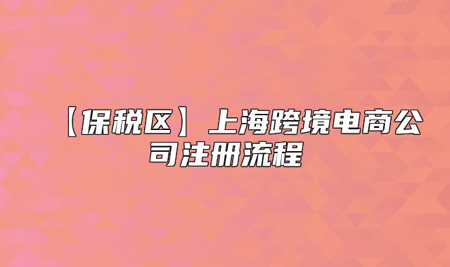 【保税区】上海跨境电商公司注册流程