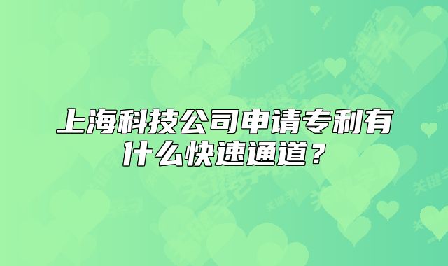 上海科技公司申请专利有什么快速通道?