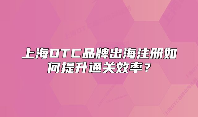上海DTC品牌出海注册如何提升通关效率?