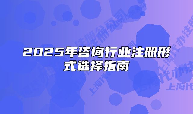 2025年咨询行业注册形式选择指南