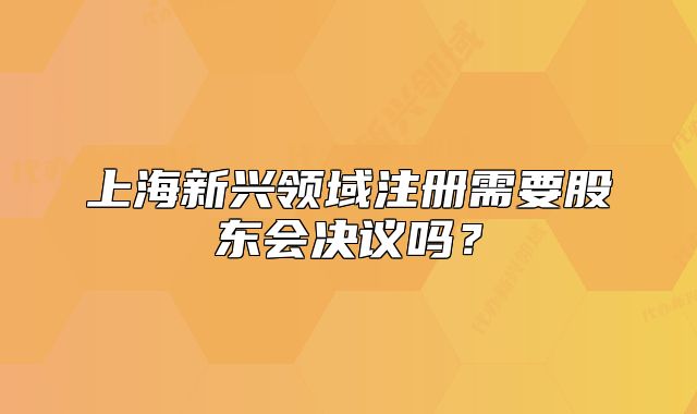 上海新兴领域注册需要股东会决议吗?