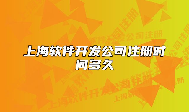 上海软件开发公司注册时间多久