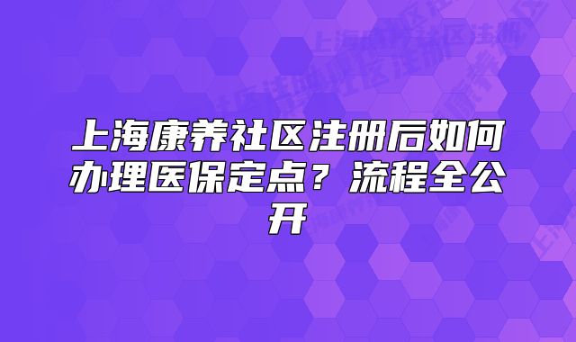 上海康养社区注册后如何办理医保定点?流程全公开