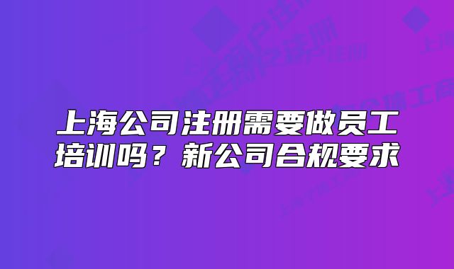 上海公司注册需要做员工培训吗?新公司合规要求