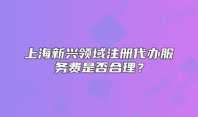 上海新兴领域注册代办服务费是否合理？