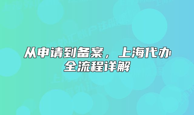 从申请到备案，上海代办全流程详解