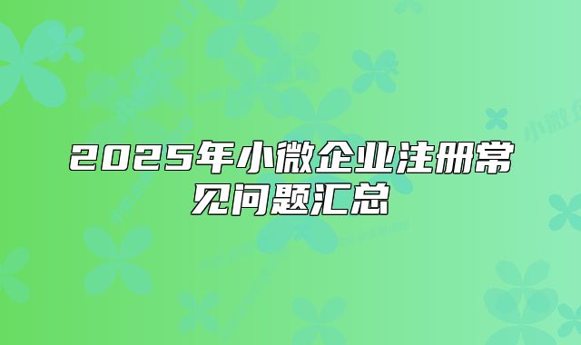 2025年小微企业注册常见问题汇总