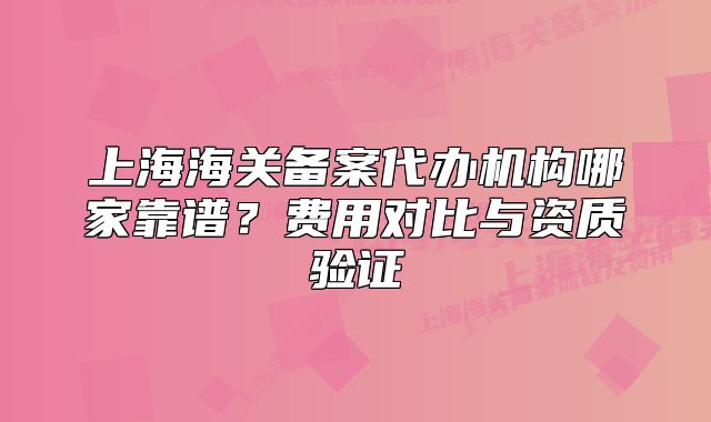 上海海关备案代办机构哪家靠谱？费用对比与资质验证