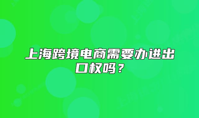 上海跨境电商需要办进出口权吗?