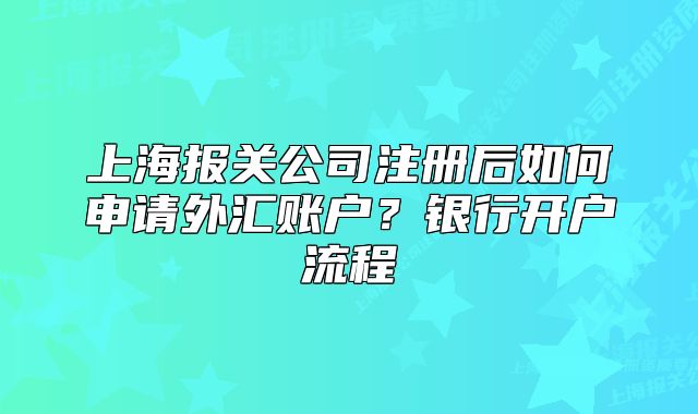上海报关公司注册后如何申请外汇账户?银行开户流程