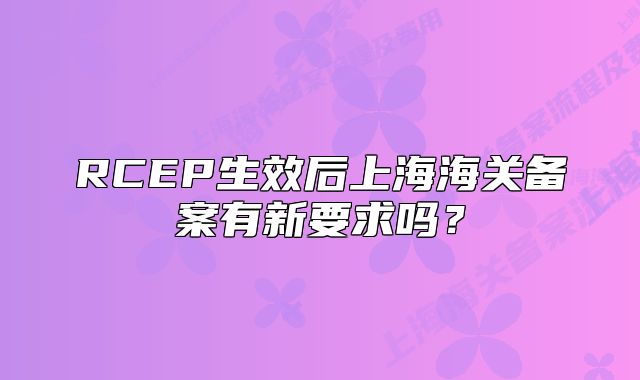 RCEP生效后上海海关备案有新要求吗？