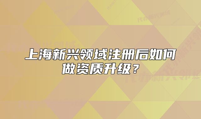 上海新兴领域注册后如何做资质升级?