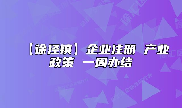 【徐泾镇】企业注册 产业政策 一周办结