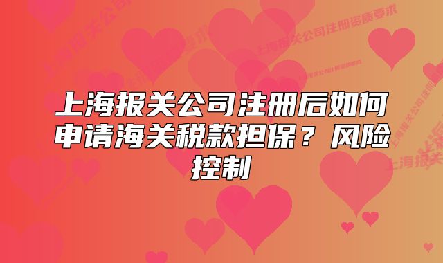 上海报关公司注册后如何申请海关税款担保?风险控制