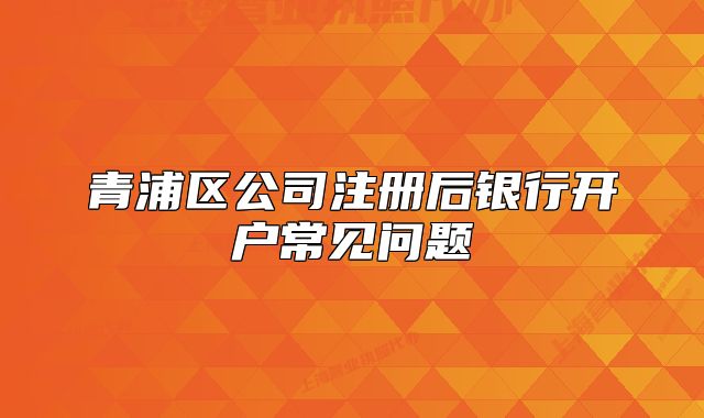 青浦区公司注册后银行开户常见问题