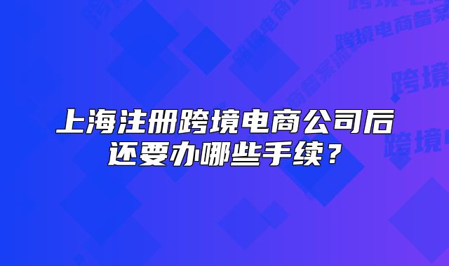 上海注册跨境电商公司后还要办哪些手续？